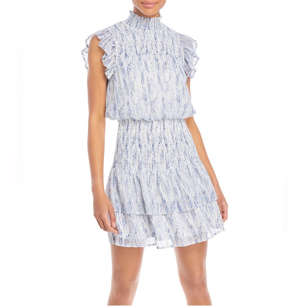 Brand new Bloomingdales AQUA Ruffled Smocked Mini Dress - size M